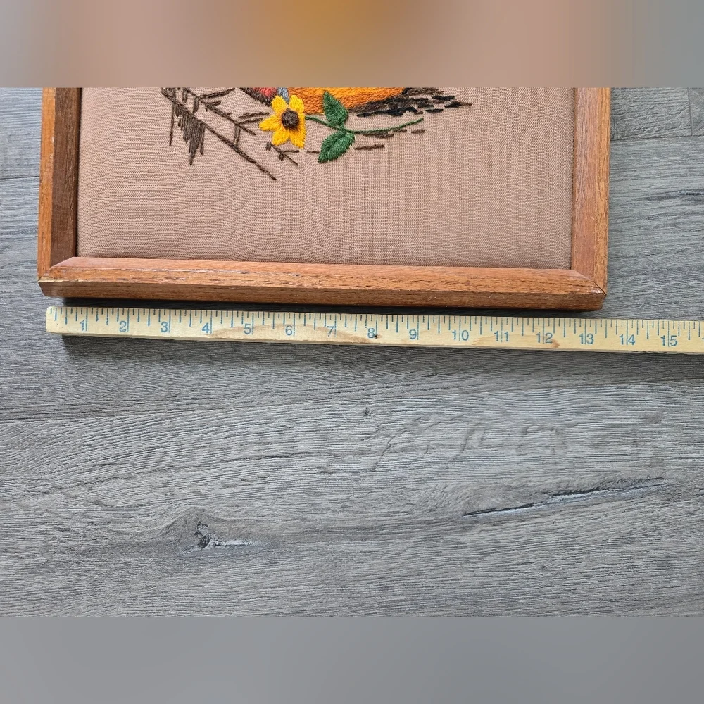 Vintage Handmade Framed Duck Needlepoint 3D Art Deco Cabin Geese Goose - Picture 6 of 8